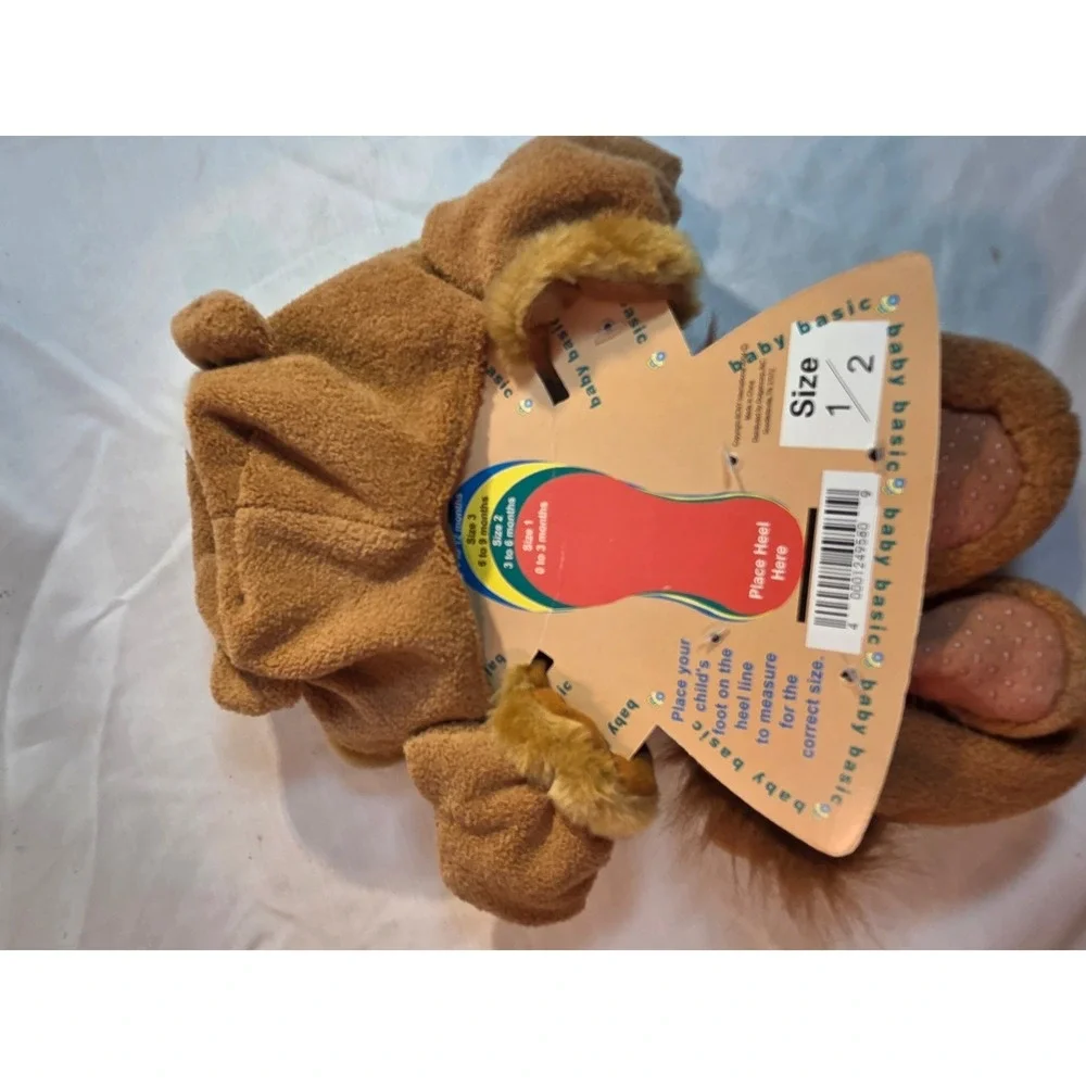 Baby Basic Lion Hat Mittens and Booties Set Brown Fleece Size 1/2 NWT